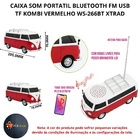 Caixa Som Portatil Bluetooth Fm Usb Tf Kombi Vermelho Ws-266bt