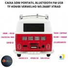 Caixa Som Portatil Bluetooth Fm Usb Tf Kombi Vermelho Ws-266bt