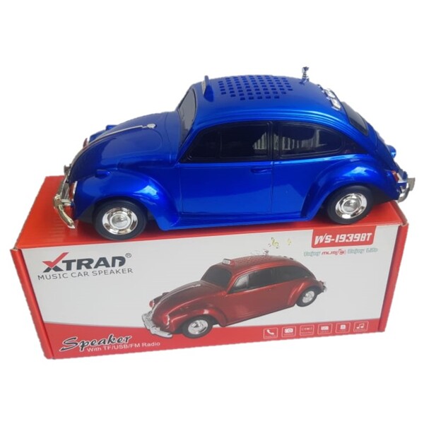Caixa Som Portatil Fusca Taxi Bluetooth Fm Azul Ws1939bt
