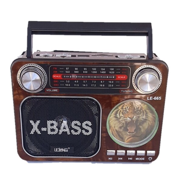 Caixa Som Radio Retro Portatil Am-fm Lanterna Le-665 Madeira
