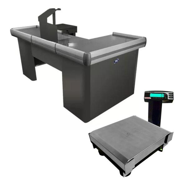 Caixa Supermercado Empacotador Preto 2m Check Out E Balança B