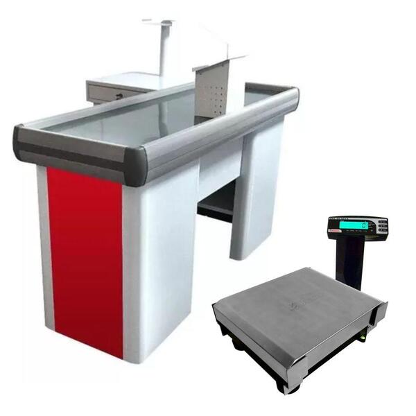 Caixa Supermercado Empacotador Vermelho 1,50m Check Out E Bal