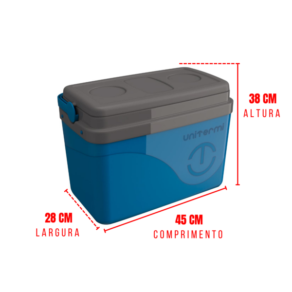Caixa Térmica Cooler 30 Litros Com Azul  - Unitermi
