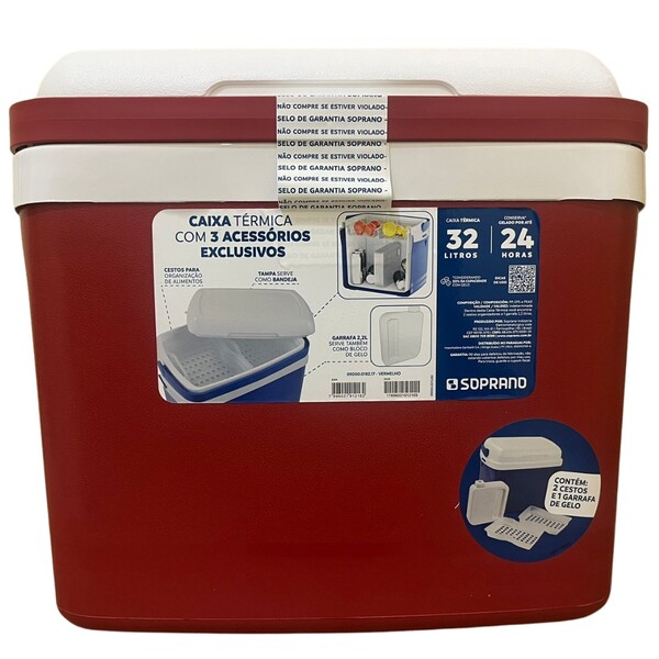 Caixa Termica Cooler Tropical Com Acessorios 32 Lts Soprano -