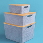 Caixas Organizadora com Tampa de Bambu Azul 12L Oikos