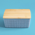 Caixas Organizadora com Tampa de Bambu Azul 12L Oikos