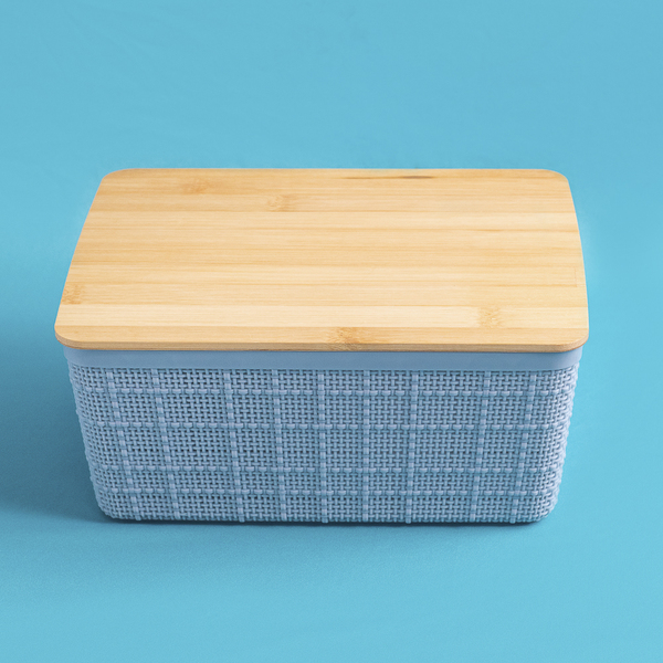Caixas Organizadora com Tampa de Bambu Azul 12L Oikos