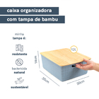 Caixas Organizadora com Tampa de Bambu Azul 12L Oikos