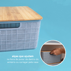 Caixas Organizadora com Tampa de Bambu Azul 12L Oikos