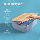 Caixas Organizadora com Tampa de Bambu Azul 12L Oikos