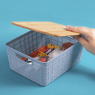 Caixas Organizadora com Tampa de Bambu Azul 4L Oikos