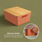Caixas Organizadora com Tampa de Bambu Terracota 4L Oikos