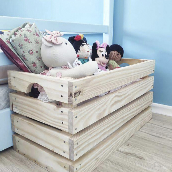 Caixote De Madeira Organizador Modular Quadrado Pequeno - Nat