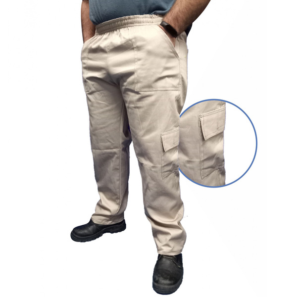 Calça Brim Cargo Uniforme Profissional Areia G