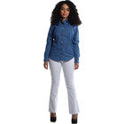 Calça Jeans Feminina Flare Elastano Lycra Branco  42