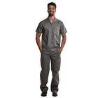 Calça Profissional Brim Pesado Elástico Total Cordão Cinza  4