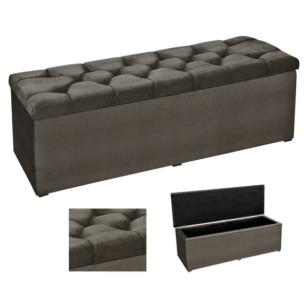Calçadeira Baú 195 Cm Casal King Size Alaska Suede Animaleh -