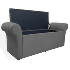 Calçadeira Báu Cancun 0 90 Cm Suede Cinza - Montanaris Decor