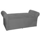 Calçadeira Báu Cancun 0 90 Cm Suede Cinza - Montanaris Decor