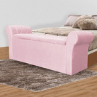 Calçadeira Báu Cancun 0 90 Cm Suede Rosa - Montanaris Decor