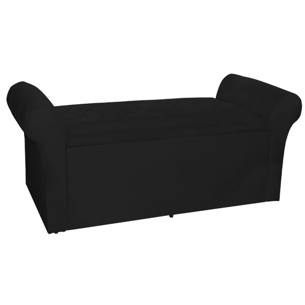 Calçadeira Báu Cancun 1 40 Cm Suede Preto - Montanaris Decor