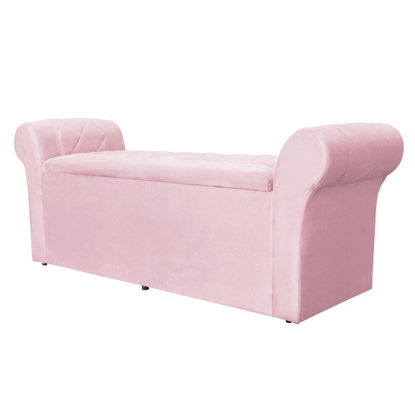 Calçadeira Báu Cancun 1 40 Cm Suede Rosa - Montanaris Decor