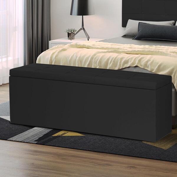 Calçadeira Baú Casal 1,40m Roma Material Sintético Preto Dal