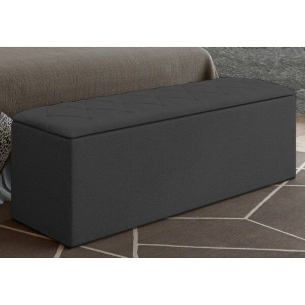 Calçadeira Baú Casal 140cm Paris Veludo - Js Móveis - Cinza