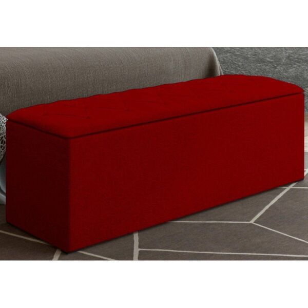 Calçadeira Baú Casal 140cm Paris Veludo - Js Móveis - Vermelho