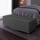 Calçadeira Baú Casal 140cm Suede Chumbo