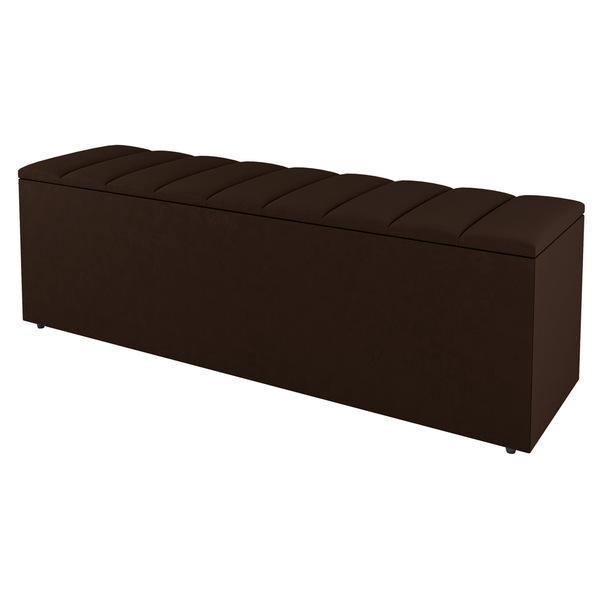 Calçadeira Baú Casal Cora 140cm Suede Marrom - Desk Design