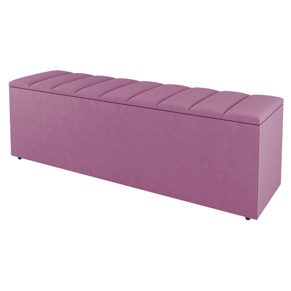 Calçadeira Baú Casal Cora 140cm Suede Rosa - Desk Design