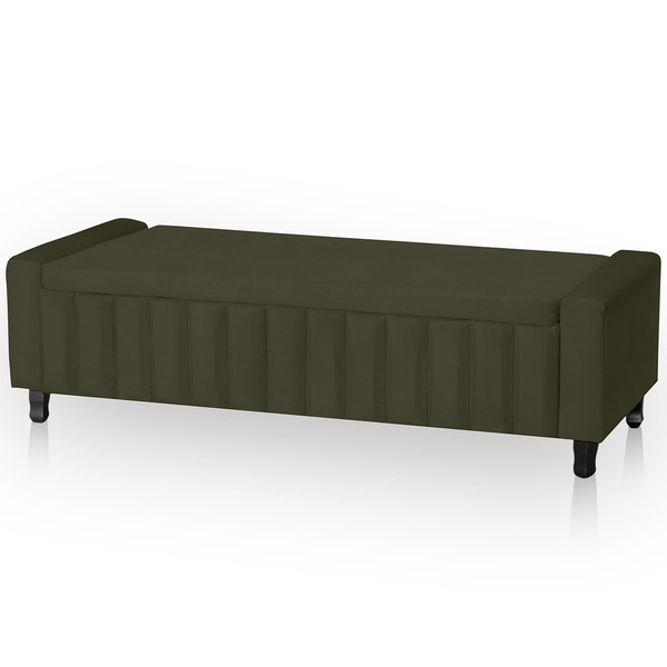 Calçadeira Baú Casal Estofada Alicia Veludo Chocolate