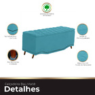 Calçadeira Baú Casal Estofada Maitê Veludo Azul Claro