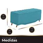 Calçadeira Baú Casal Estofada Maitê Veludo Azul Claro