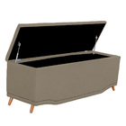 Calçadeira Baú Casal Estofada Maitê Veludo Capuccino