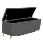 Calçadeira Baú Casal Estofada Maitê Veludo Cinza Chumbo