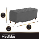 Calçadeira Baú Casal Estofada Maitê Veludo Cinza Chumbo