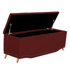 Calçadeira Baú Casal Estofada Maitê Veludo Marsala