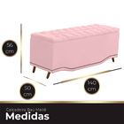 Calçadeira Baú Casal Estofada Maitê Veludo Rosa Bebe