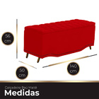 Calçadeira Baú Casal Estofada Maitê Veludo Vermelho