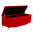 Calçadeira Baú Casal Estofada Maitê Veludo Vermelho