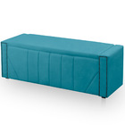 Calçadeira Baú Casal Estofada Toronto Veludo Azul Claro