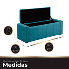 Calçadeira Baú Casal Estofada Toronto Veludo Azul Claro