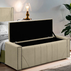 Calçadeira Baú Casal Estofada Toronto Veludo Bege