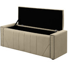 Calçadeira Baú Casal Estofada Toronto Veludo Bege