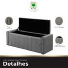 Calçadeira Baú Casal Estofada Toronto Veludo Cinza Claro