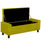Calçadeira Baú Casal Estofada Valencia Veludo Amarelo