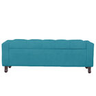 Calçadeira Baú Casal Estofada Valencia Veludo Azul Claro