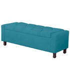 Calçadeira Baú Casal Estofada Valencia Veludo Azul Claro